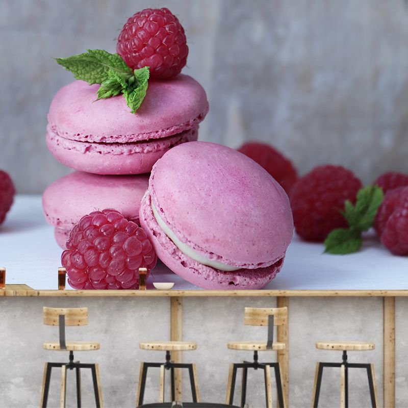 Contemporary Macaron Wall Mural Environment Friendly Wallpaper for Cake Shop
