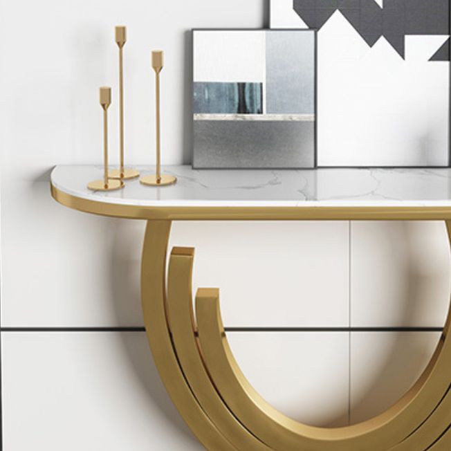 Glam Golden Console Table Marble Stain Resistant Console Sofa Table for Hall