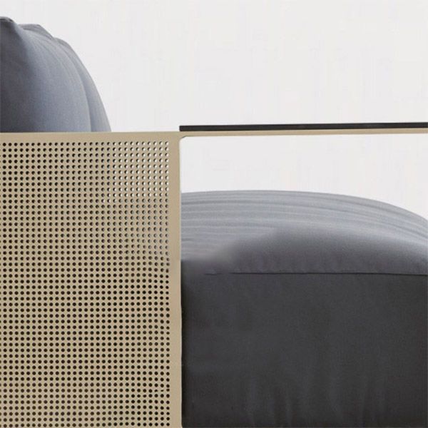 Tropical Outdoor Loveseat Gray Fabric Cushion UV Resistant Water Resistant