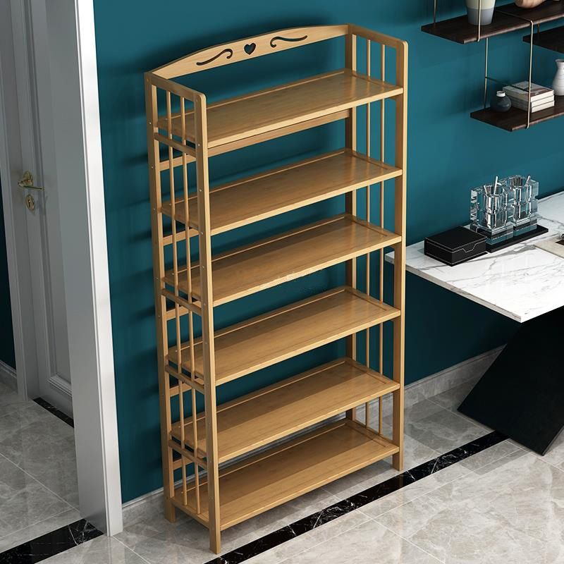 Contemporary Brown Bamboo Shelf Bookcase Open Bookcase for Study Room