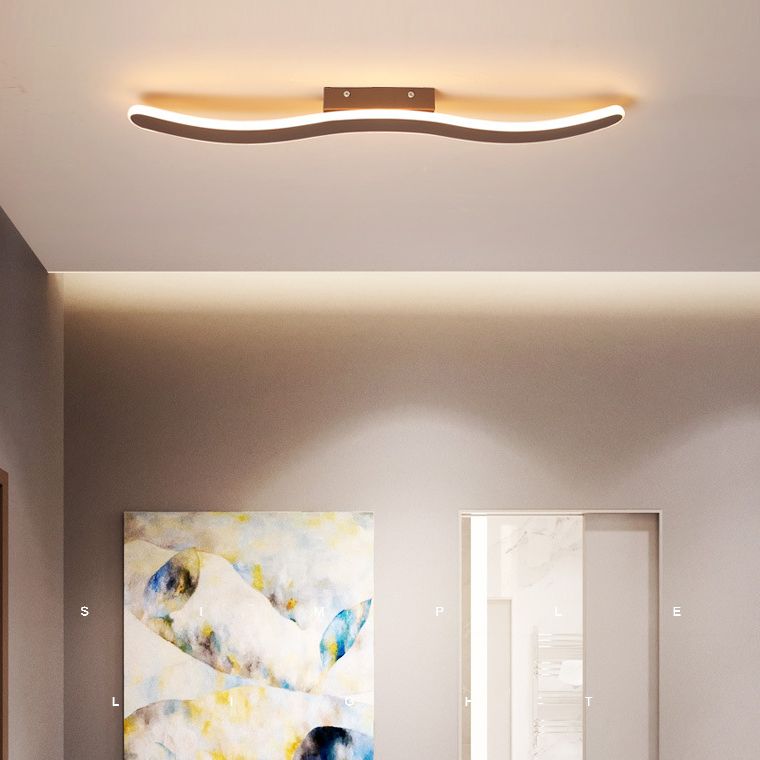 Wave Metal Semi Flush Mount Lighting Minimalist LED Coffee Semi Flush Ceiling Light