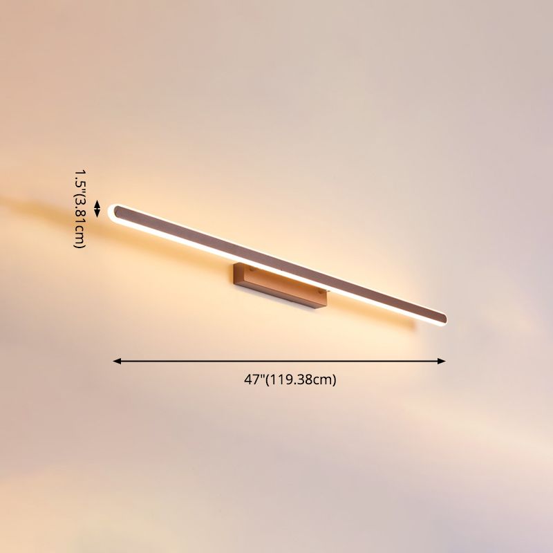 Brown Contemporary Linear Wall Mounted Light Fixture 1-Light Sconce Light for Bathroom
