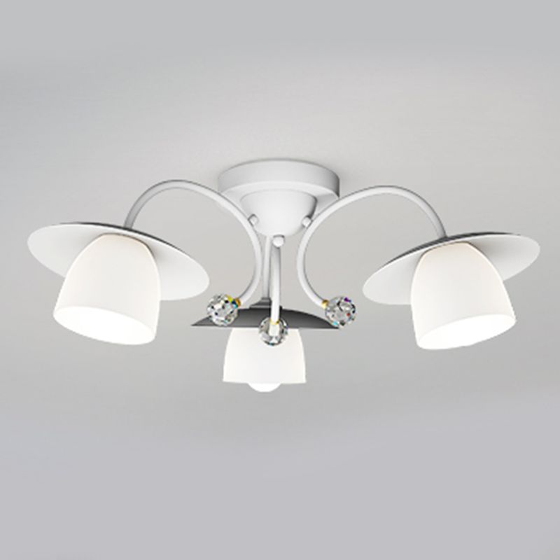 Modern Metal Flush Mount Cone Shape Ceiling Light with Glass Shade for Living Room