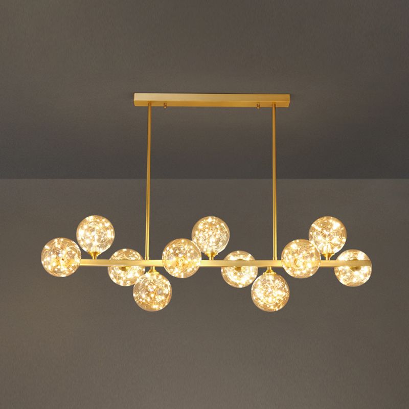 Contemporary Island Light Fixtures Sphere Glass Island Lights in Gold