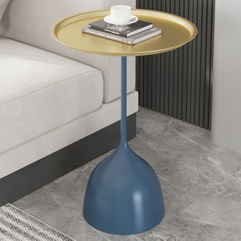 Contemporary Side Table Metal Pedestal Tray Top End Table for Living Room