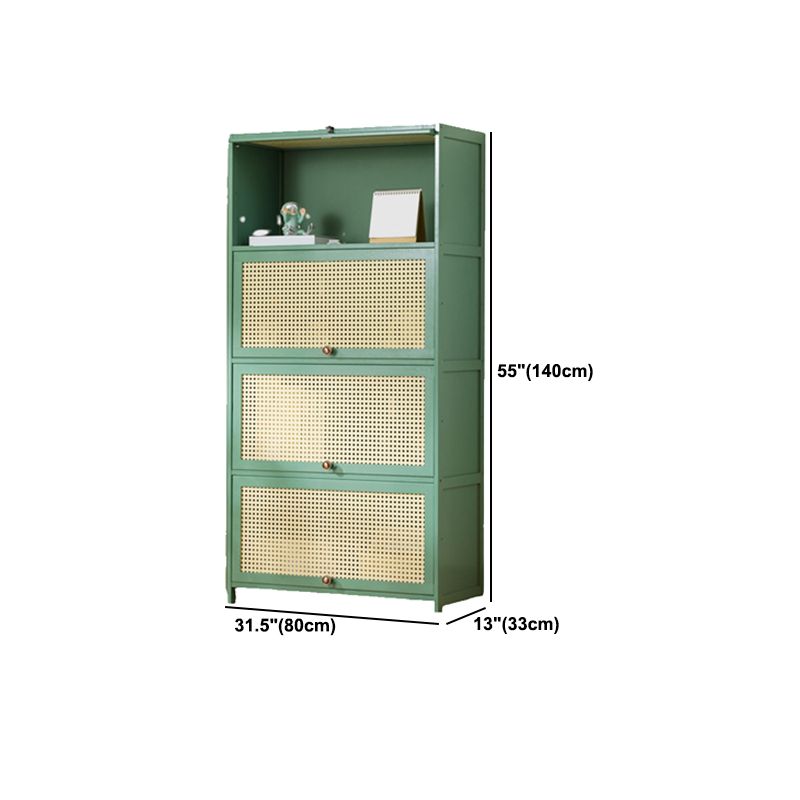 13" Wide Steel 3/4/5 - Door Accent Cabinet, With Rattan, Green