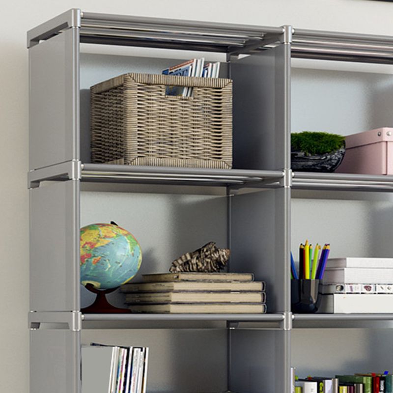 Contemporary Metal Shelf Bookcase Shelves Included Closed Back Bookcase