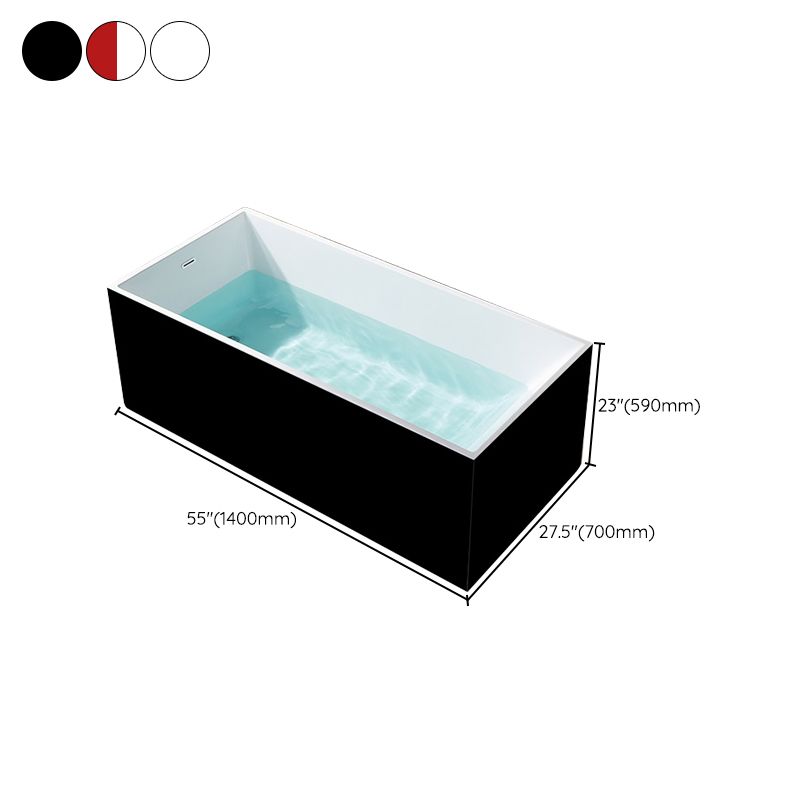 Modern Rectangle Acrylic Bathtub Freestand Soaking Bathtub with Drain Bath Tub