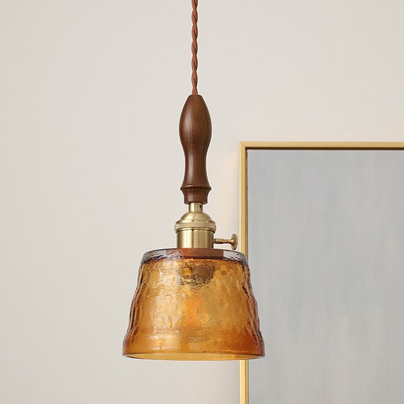 Amber 1 Light Pendant Lighting Industrial Style Glass Sanging Hanging Light for Bedroom