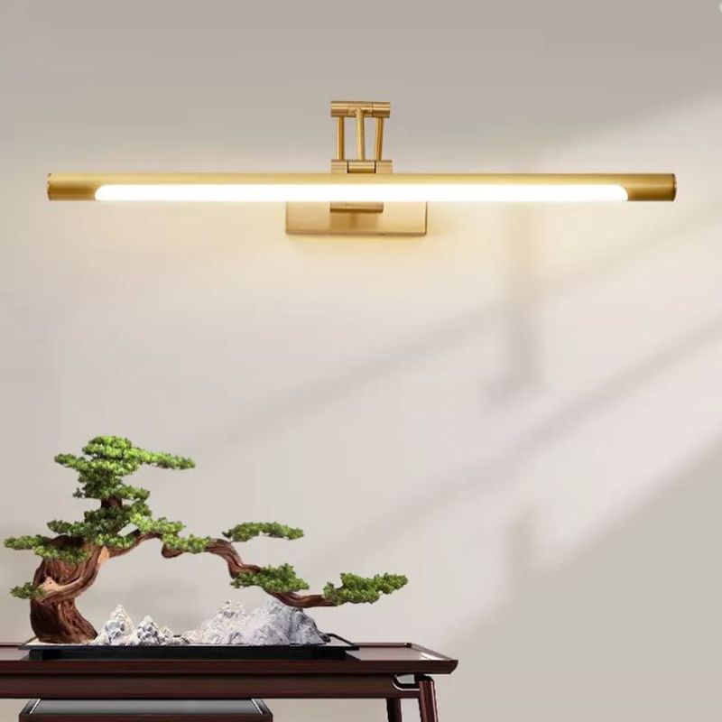 Metal Tube Vanity Wall Sconce Modern Style 1 Light Vanity Lighting Fixtures in Gold