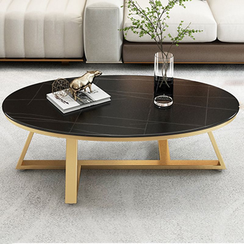 Glam Cross Legs Coffee Table Slate Oval Coffee Cocktail Table