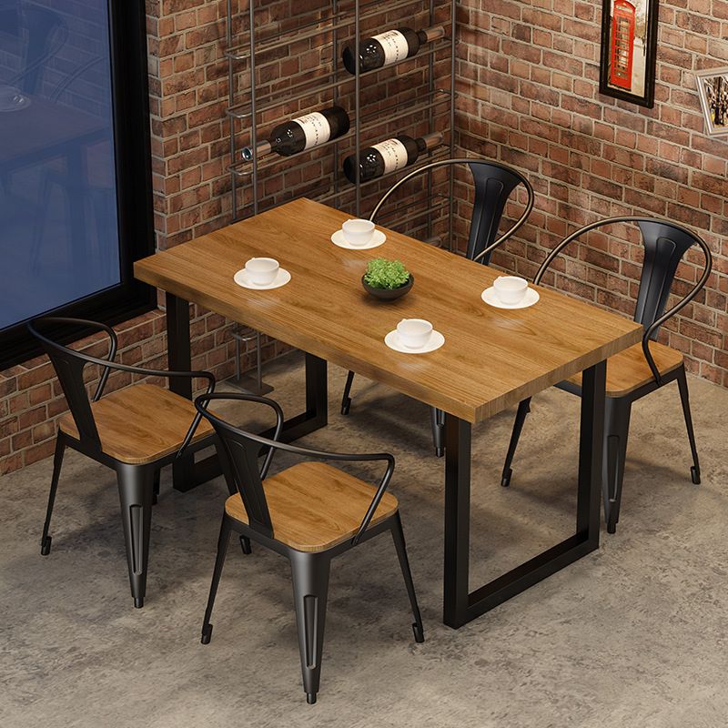 Industrial 1/5 Pieces Dining Set Rectangle Pine Wood Dining Table for Dining Room Cafe