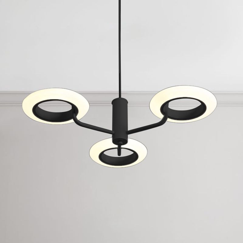 Zwart/wit/bruine donuthangende lampkit Modern 3/4-head acryl kroonluchter hanger in warm/wit licht