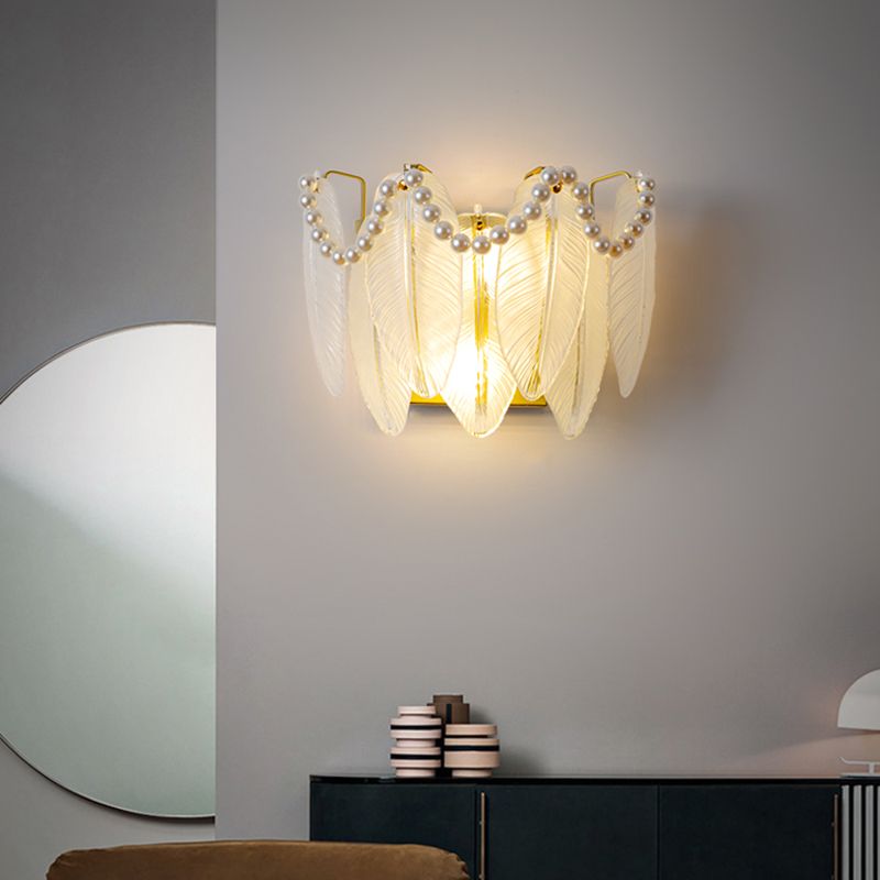 Modern Style Geometric Wall Mounted Lamps Glass 2 Lights Wall Sconces in White