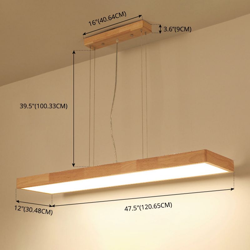 Modern Rectangle Pendant Lighting Fixture Wood Pendant Light