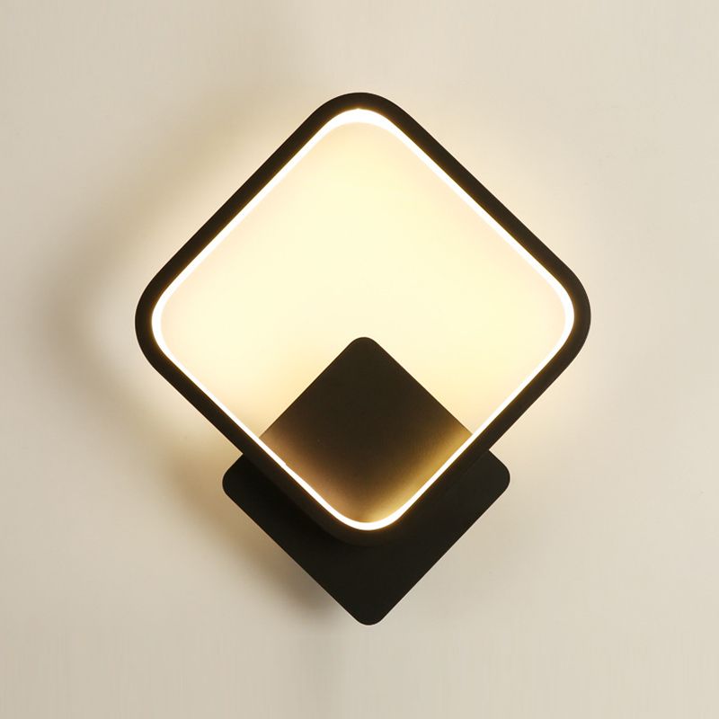 Metal Modern Wall Sconce Geometric Shape Wall Light with Acrylic Shade for Bedroom