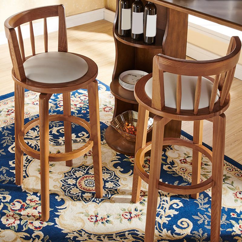 Modern Style Bar Stool Solid Wood Backrest Bar Stools with Swivel