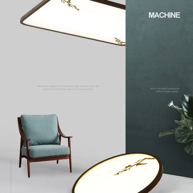 Geometrisches Wohnzimmer Flush montiert Licht Holz Nordic LED Flush Licht in Braun mit Faux Plant Decor