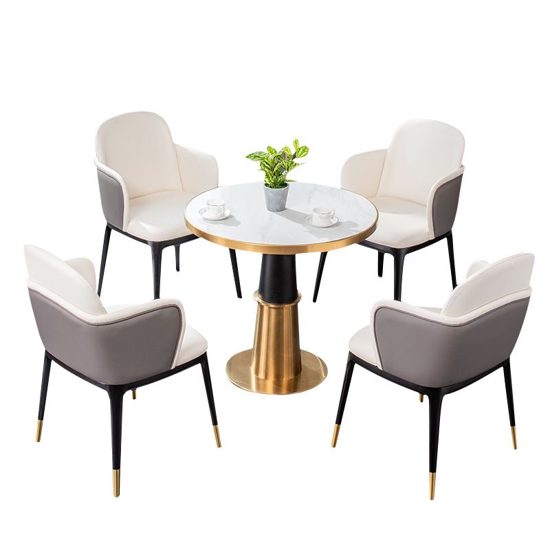 Round 1/5 Pieces Dining Set Glam Style Faux Marble Dining Set for Home Use