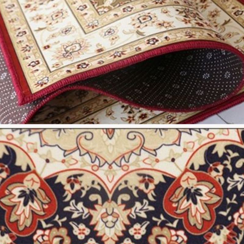 Mehrfarbiger Heimdekorationsteppich, luxuriöser europäischer Teppich mit Blumenmuster, Polyester mit rutschfester Rückseite
