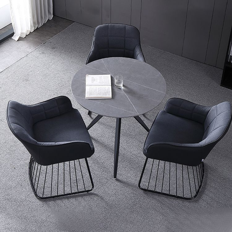 Mesa de cena redonda de estilo moderno Mesa de piedra sinterizada con base de metal para uso en el hogar
