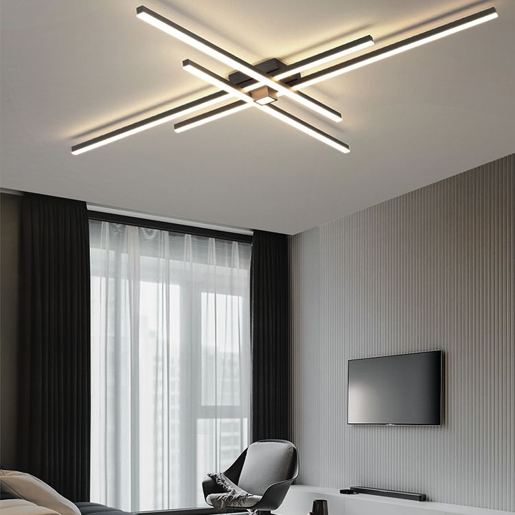 Lineair zwart moderne spoelmontage LED -aluminium plafond gemonteerd licht voor woonkamer