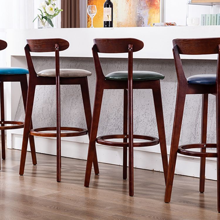 Contemporary Matte Finish Solid Wood Bar Stool Milk Tea Shop Footrest Stool