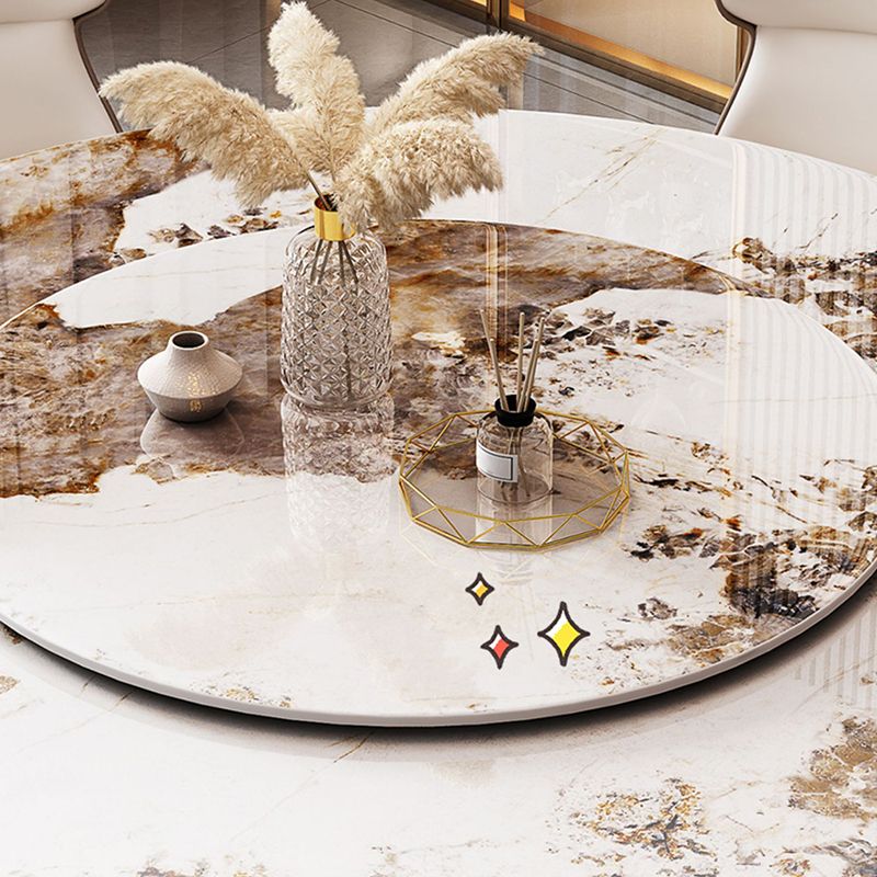 Round Furniture Luxury Style Stone Pedestal Dinner Table with Turntable