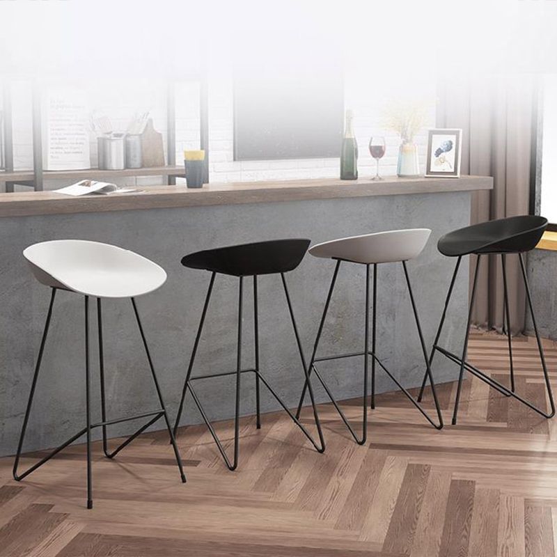 Nordic Armless Backrest Counter Stool Iron Kitchen Bar Stool with Acrylic Seat