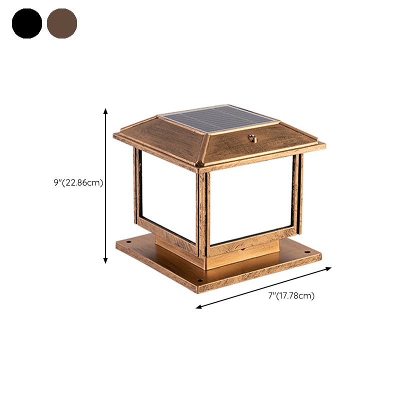 Rectangle Shape Metal Outdoor Light Modern Style 1-Light Solar Pillar Lights