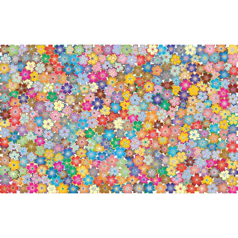 Horizontalt Flower Pattern Mildew Illustration Wall Mural for Living Room