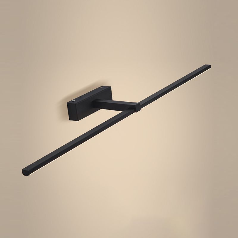 Metal Linear Shape Mirror Wall Light Modern 1-Light Mirror Wall Mount Light in Black