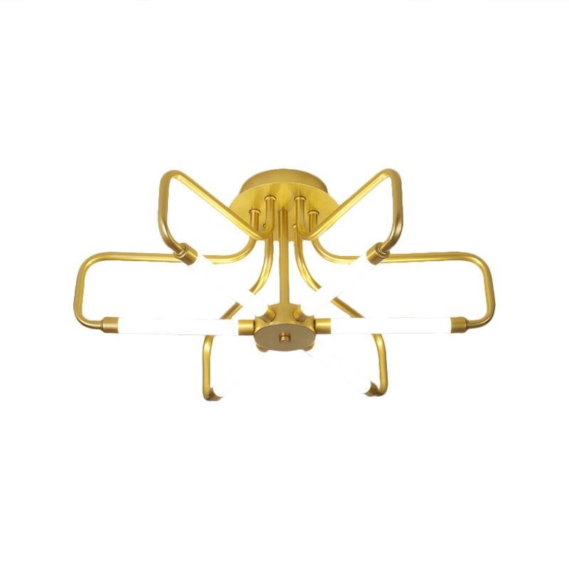 Floral Frame Semi Flush Light armatuur Modern acryl zwart/gouden LED -plafondlamp in warm/wit licht, 24,5 "/39" breed