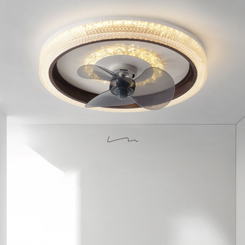Modern Style Round Shape Ceiling Fan Lamps Metal 2 Light Ceiling Fan Lighting for Bedroom