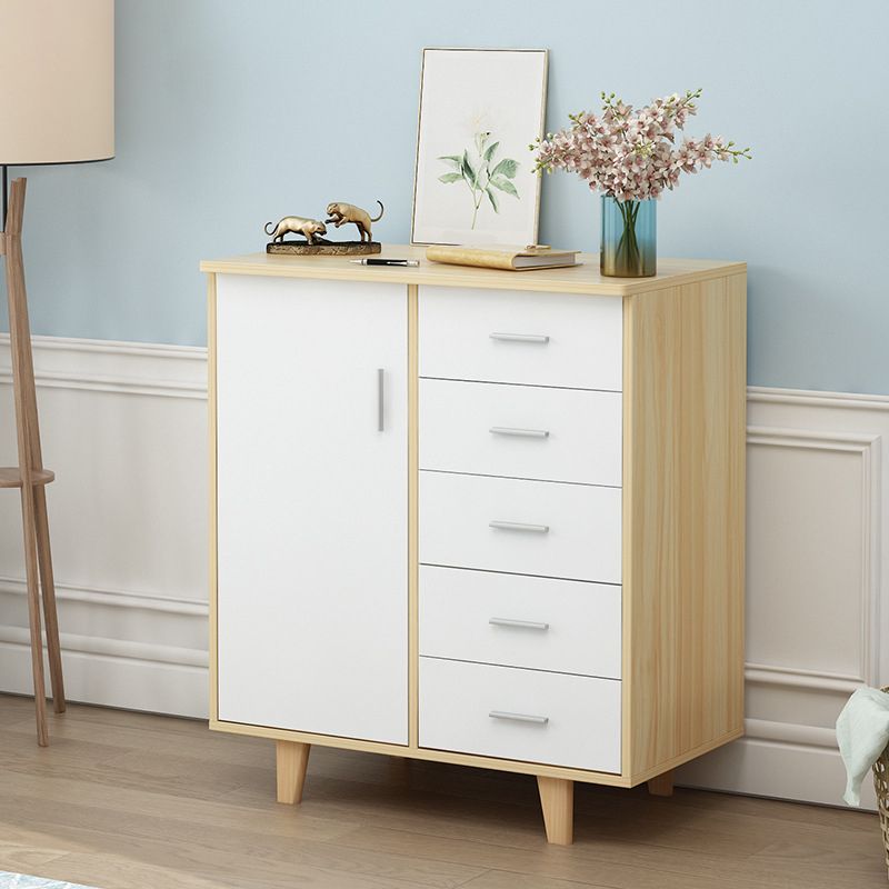 Rectangle Wood Accent Cabinet with 5 Drawers and Straight Legs Side Cabinet