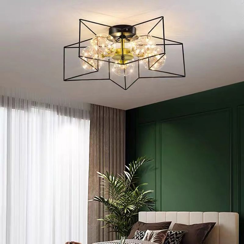 Modern Simple Iron Ceiling Light Geometry Shape Ceiling Lamp for Bedroom