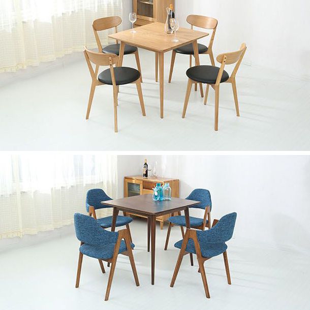 Industrial Style Dining Table Square Solid Wood Dining Table with 4 Legs