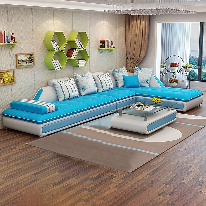 129.13 Inches Long Velvet Sectional Modern Sectional for Living Room