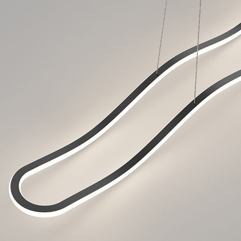 Creative Linear Island Lighting Fixture Modern Style LED Hanging Light for Dining Room