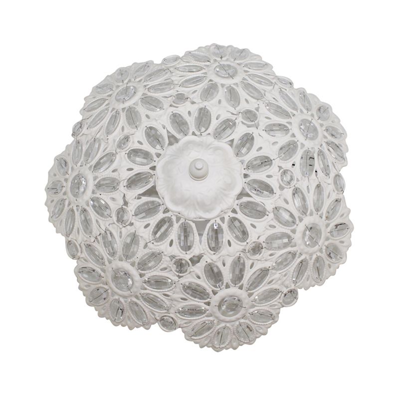 White 3 Lights Ceiling Lamp Art Deco Metal Bowl Flush Mount Lighting Fixture for Living Room