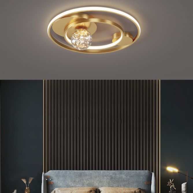 Contemporary 1-Light LED Flush Ceiling Light Metal Circle Ceiling Light Fixture for Bedroom