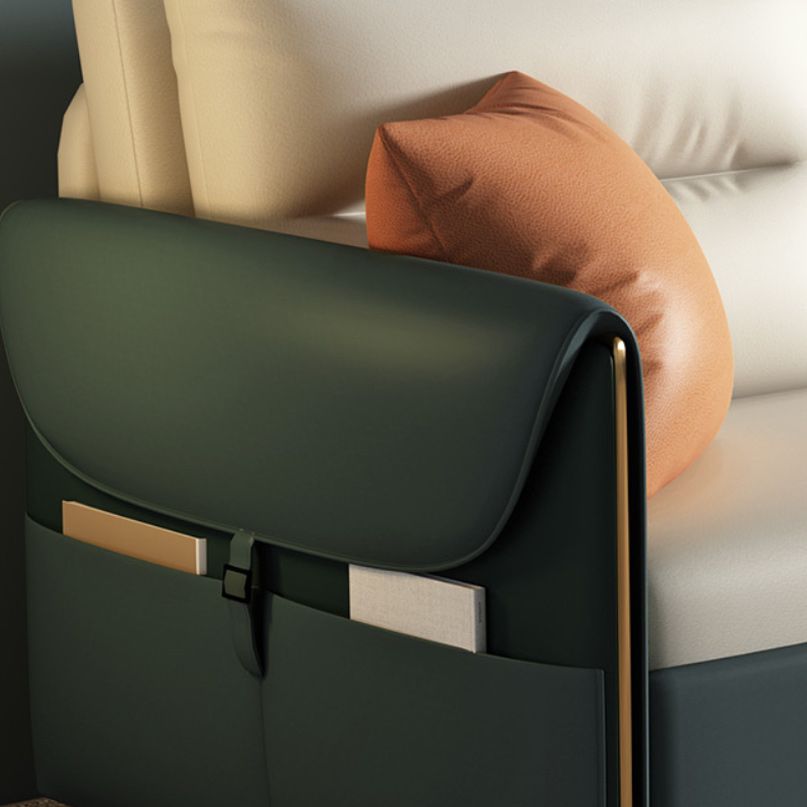 31.5" H Contemporary Faux Leather Square Arm Sofa Bed for Apartment