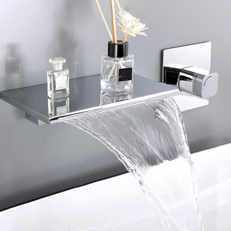 Wall Mounted Metal Waterfall Tub Filler Low Arc Bathroom Faucet