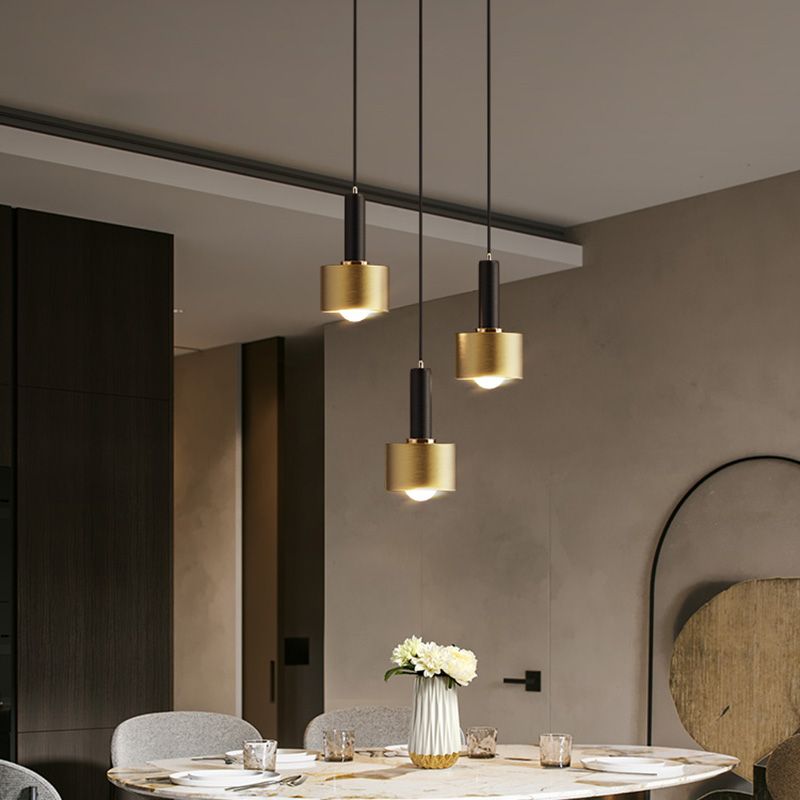 Contemporary Pendant Light Kit Gold Shaded Hanging Ceiling Light with Metal Shade