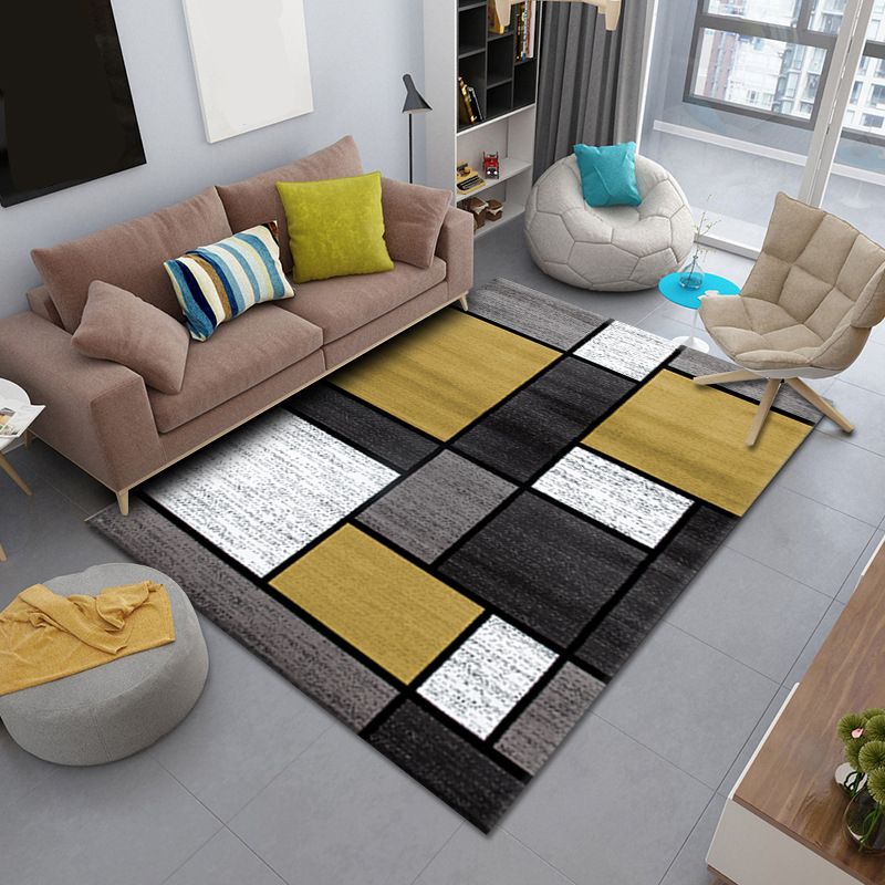 Modern Rug Geometric Design Carpet Polyester Non-Slip Backing Indoor Rug for Living Room