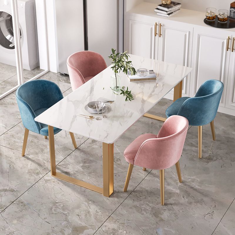 Contemporary White Standard Dining Table Rectangle Sintered Stone Dining Table for Kitchen