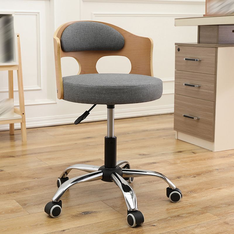 Contemporary Metal Barstool Faux Leather Round Seat Counter Stool with Swivel