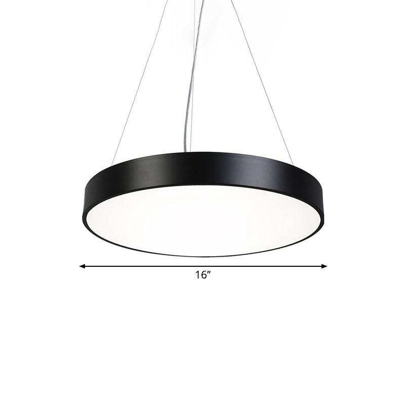 Runde Platte Hanging Lamp Kit Nordic Iron Black LED Anhängere Leuchte in warmem/weißem Licht, 16 "/31,5"/39 "Breite