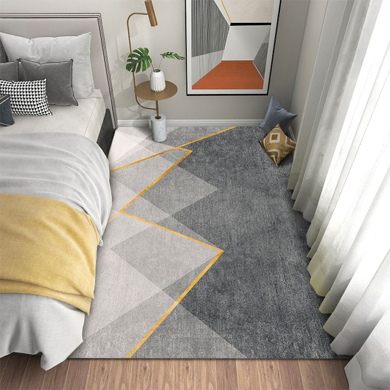 Grijs modern tapijt polyester geometrisch patroon tapijt vlek resistent gebied tapijt voor slaapkamer