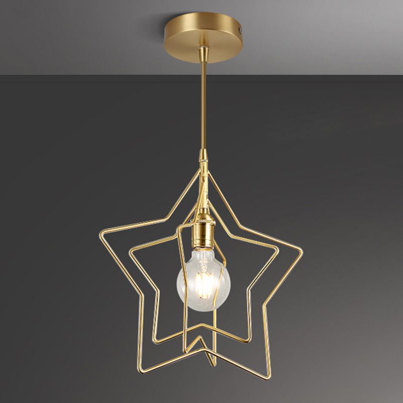 Lumière suspendue cylindrique postmoderne 1 Bulbes Pendant en métal en or pour le restaurant